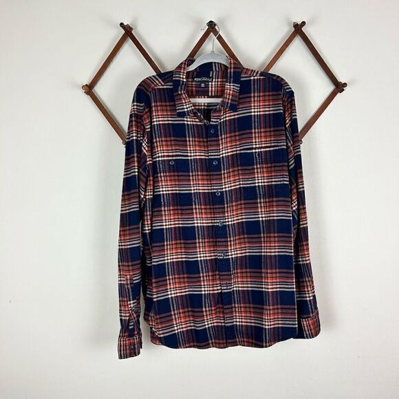J. CREW Plaid Flannel Shirt Blue Orange Size XXL GUC N438 - Picture 1 of 5